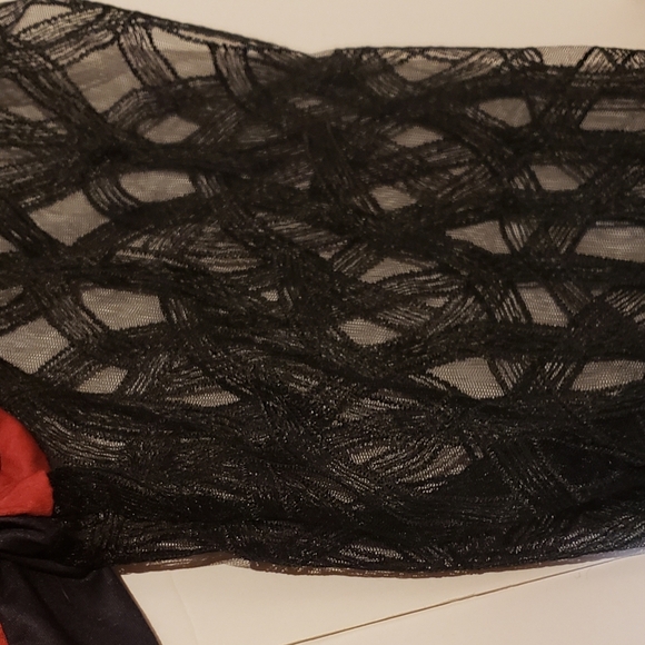 Women's red and black Shein Curve blouse with lace sleeves and flowers size 3XL - Picture 3 of 6